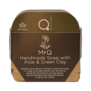 Handmade Soap Aloe and Green Clay 90-110g by MrQ - Ανδρικό Χειροποίητο Σαπούνι με Αλόη & Πράσινη Άργιλο 🌿