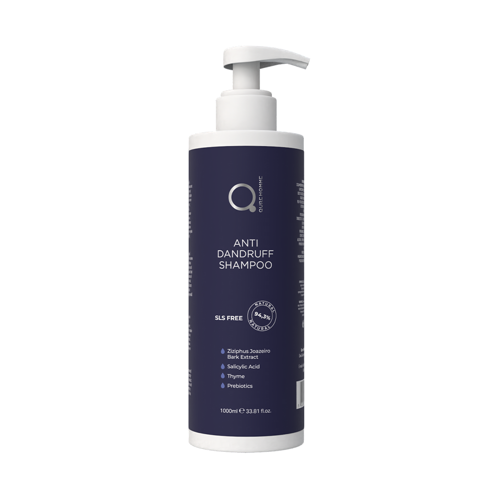 QureHomme Anti Dandruff Shampoo 1000ml for professional use | QureHomme Αντιπιτυριδικό Σαμπουάν 1000ml για επαγγελματική χρήση SLS Free Anti Dandruff Shampoo 1000ml bottle for men | SLS Free Αντιπιτυριδικό Σαμπουάν 1000ml μπουκάλι για άνδρες Using QureHomme Anti Dandruff Shampoo 1000ml for men | Χρήση QureHomme Αντιπιτυριδικού Σαμπουάν 1000ml για άνδρες QureHomme Anti Dandruff Shampoo 1000ml and Lotion combination for scalp treatment | Συνδυασμός QureHomme Αντιπιτυριδικού Σαμπουάν 1000ml και Λοσιόν για θεραπεία τριχωτού Questions about QureHomme Anti Dandruff Shampoo 1000ml and scalp health | Ερωτήσεις για QureHomme Αντιπιτυριδικό Σαμπουάν 1000ml και υγεία τριχωτού General hair product precautions | Γενικές προφυλάξεις προϊόντων μαλλιών