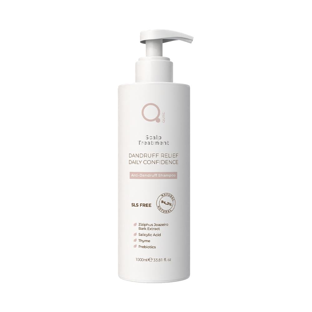 Qure Anti Dandruff Shampoo 1000ml for professional use | Qure Αντιπιτυριδικό Σαμπουάν 1000ml για επαγγελματική χρήση SLS Free Anti Dandruff Shampoo bottle | SLS Free Αντιπιτυριδικό Σαμπουάν μπουκάλι