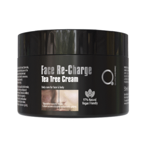 Tea Tree Oil Face Cream by QureHomme 50ml, ανδρική κρέμα προσώπου και σώματος με τεϊόδεντρο, vegan friendly, για ακμή, λιπαρότητα, μυκητιάσεις νυχιών και καταπράυνση μετά το ξύρισμα. Tea Tree Oil Face Cream by QureHomme 50ml, men's face and body cream with tea tree, vegan friendly, for acne, oiliness, nail fungus, and post-shave soothing.