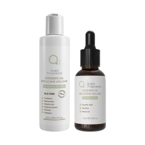 Oil Balance Hair Treatment Formula Kit της Qure, που περιλαμβάνει τον ορό 100ml και το σαμπουάν 200ml SLS Free για την ολοκληρωμένη ρύθμιση της λιπαρότητας και την απόκτηση όγκου στα μαλλιά.