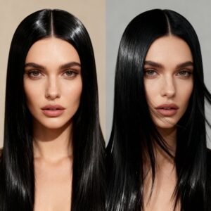 black straight gloss look hair model - Bee Sleek SHE Wax Stick 75g